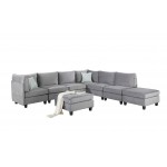 Simona Gray Velvet 8Pc Modular Sectional Sofa