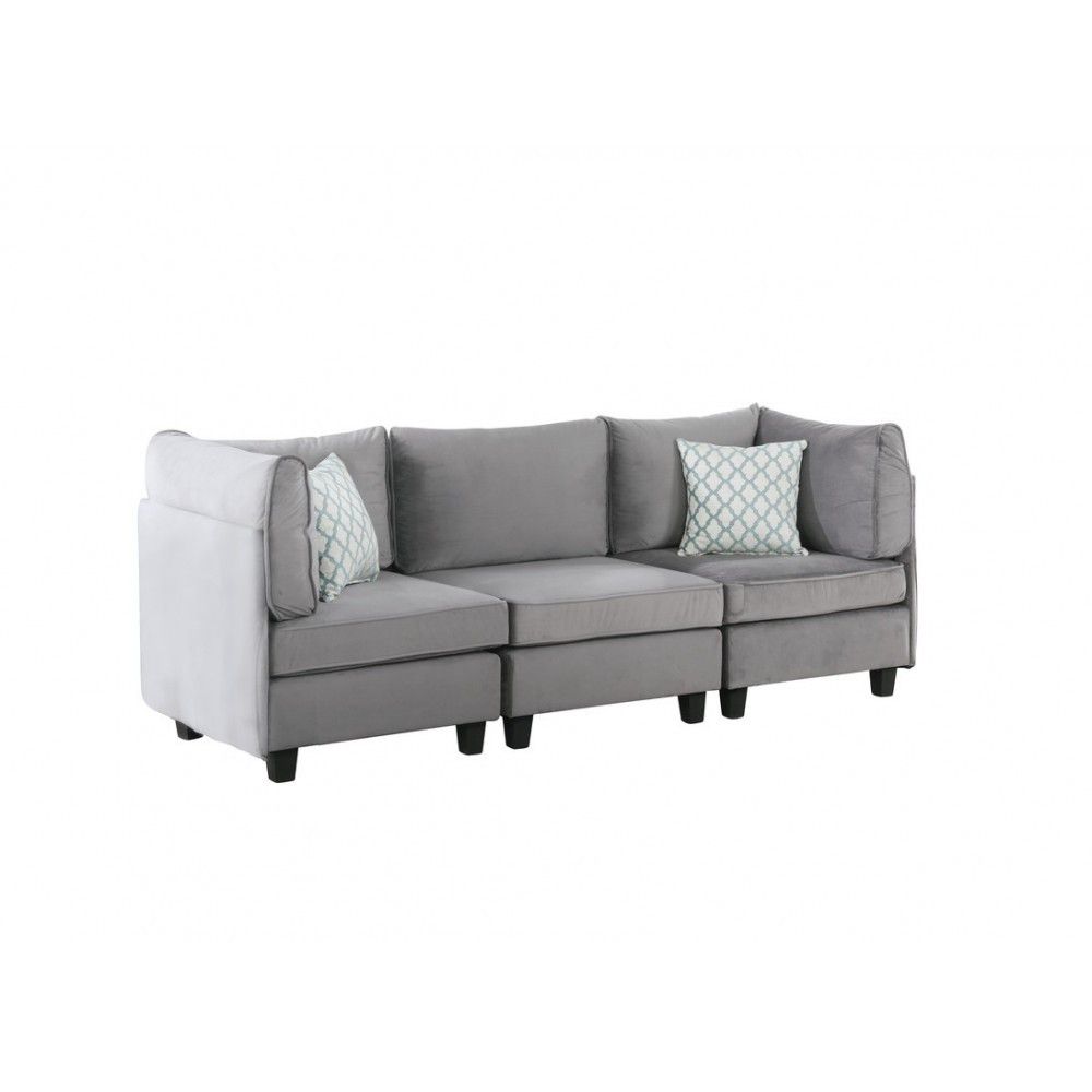 Zelmira Gray Velvet 3Pc Sofa