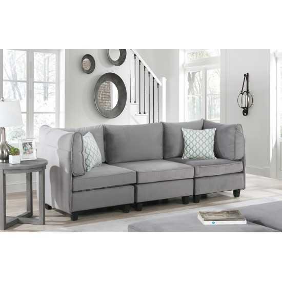 Zelmira Gray Velvet 3Pc Sofa