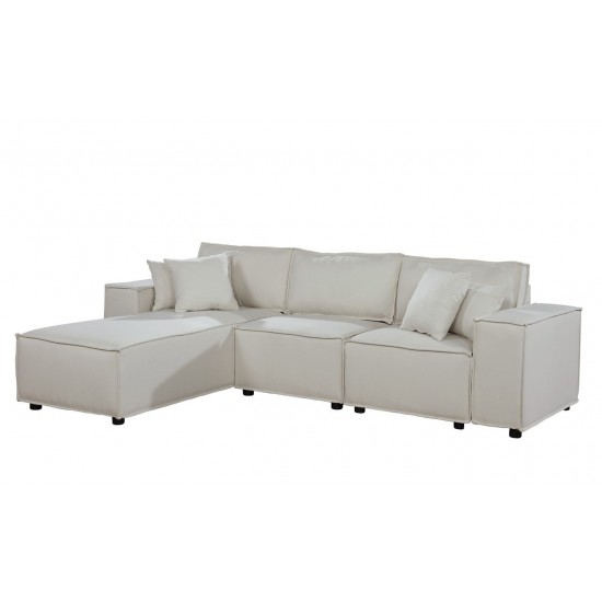 Harvey Sofa with Reversible Chaise in Beige Linen