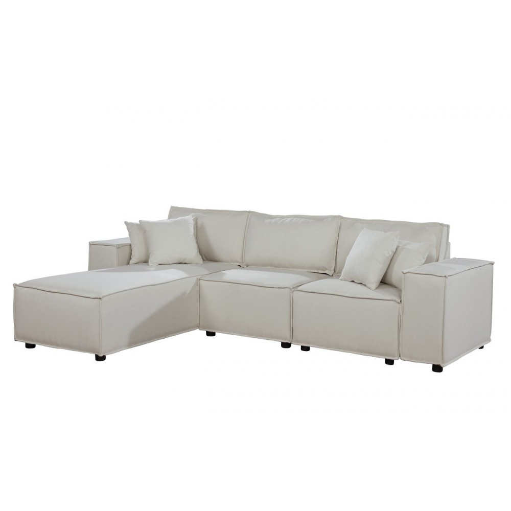 Harvey Sofa with Reversible Chaise in Beige Linen