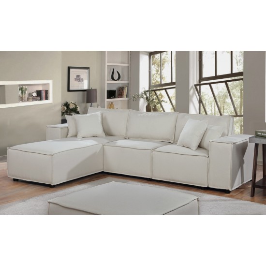 Harvey Sofa with Reversible Chaise in Beige Linen