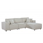 Harvey Sofa with Reversible Chaise in Beige Linen