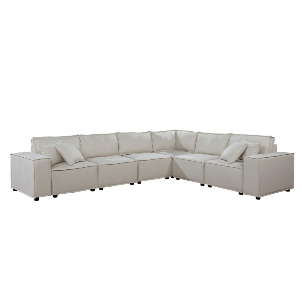 Janelle Modular Sectional Sofa in Beige Linen