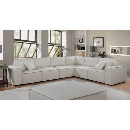 Janelle Modular Sectional Sofa in Beige Linen