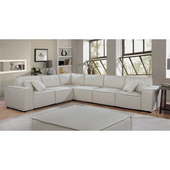 Janelle Modular Sectional Sofa in Beige Linen