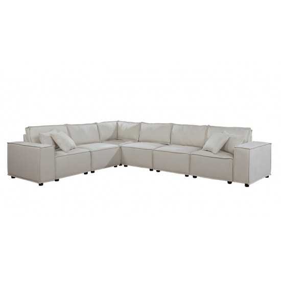 Janelle Modular Sectional Sofa in Beige Linen