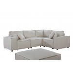 Melrose Modular Sectional Sofa with Ottoman in Beige Linen