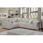 Melrose Modular Sectional Sofa with Ottoman in Beige Linen