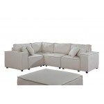 Melrose Modular Sectional Sofa with Ottoman in Beige Linen