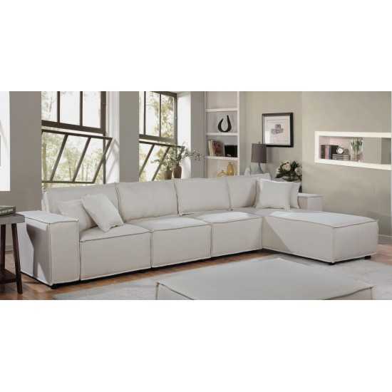 Ermont Sofa with Reversible Chaise in Beige Linen