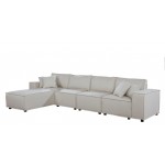 Ermont Sofa with Reversible Chaise in Beige Linen