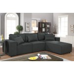 Harvey Sofa with Reversible Chaise in Dark Gray Linen