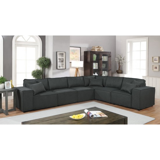 Janelle Modular Sectional Sofa in Dark Gray Linen