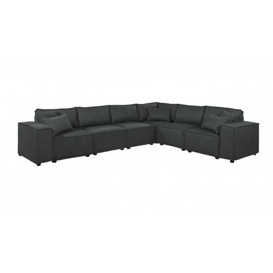 Janelle Modular Sectional Sofa in Dark Gray Linen