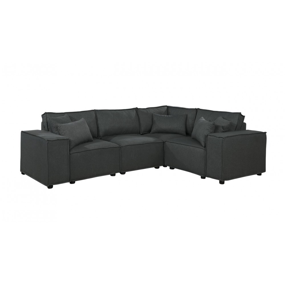 Melrose Modular Sectional Sofa with Ottoman in Dark Gray Linen