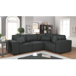 Melrose Modular Sectional Sofa with Ottoman in Dark Gray Linen