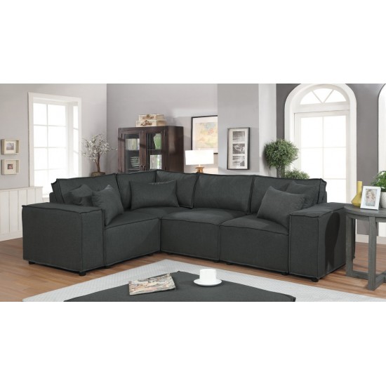 Melrose Modular Sectional Sofa with Ottoman in Dark Gray Linen