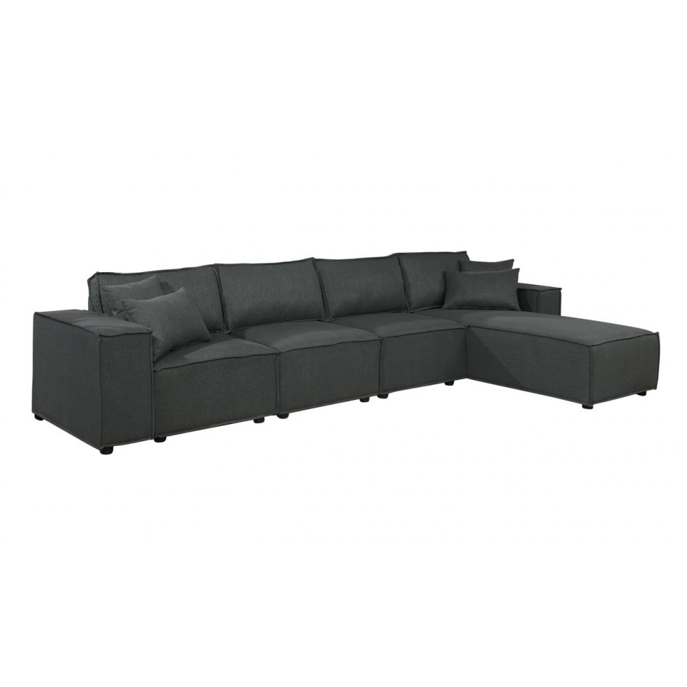 Ermont Sofa with Reversible Chaise in Dark Gray Linen