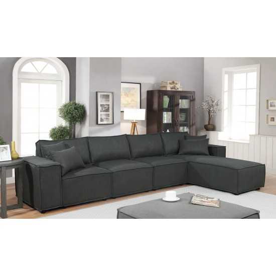 Ermont Sofa with Reversible Chaise in Dark Gray Linen