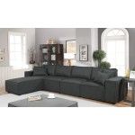 Ermont Sofa with Reversible Chaise in Dark Gray Linen