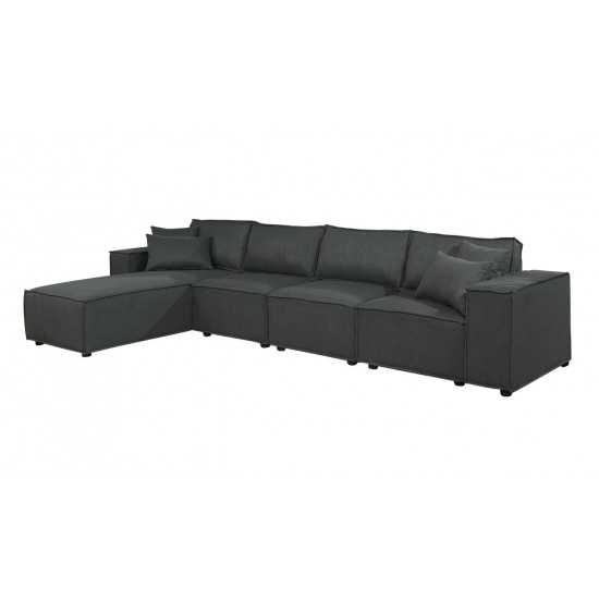 Ermont Sofa with Reversible Chaise in Dark Gray Linen