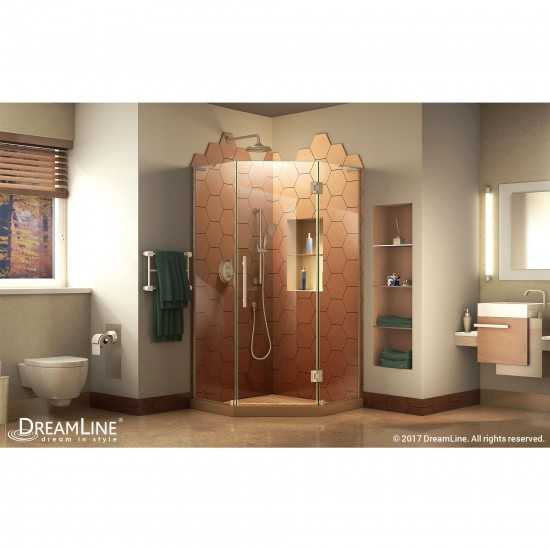 Prism Plus 40 in. x 72 in. Frameless Neo-Angle Hinged Shower Enclosure in Brushed Nickel