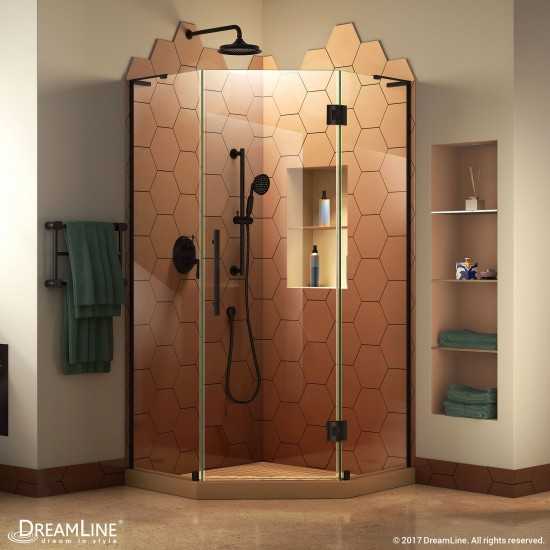 Prism Plus 36 in. x 72 in. Frameless Neo-Angle Hinged Shower Enclosure in Satin Black