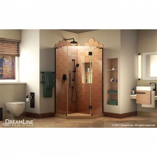 Prism Plus 40 in. x 72 in. Frameless Neo-Angle Hinged Shower Enclosure in Satin Black