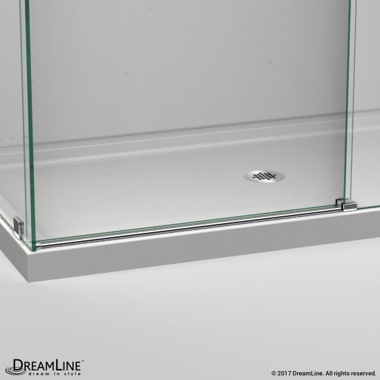 Enigma Air 34 3/4 in. D x 48 3/8 in. W x 76 in. H Frameless Sliding Shower Enclosure in Brushed Stainless Steel