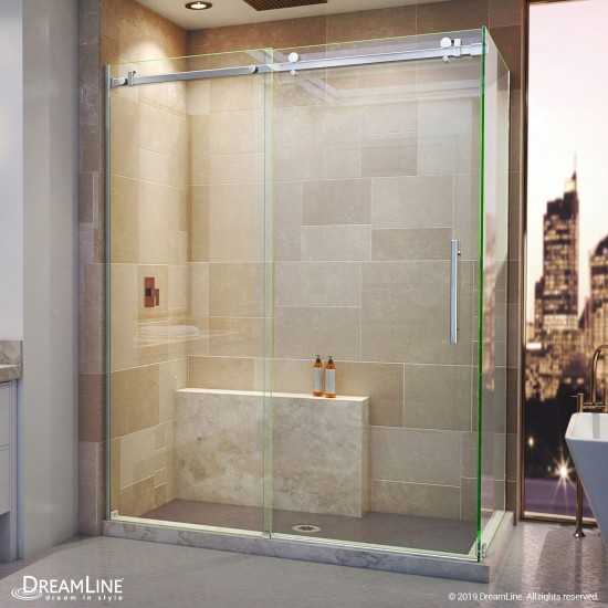 Enigma Air 34 3/4 in. D x 60 3/8 in. W x 76 in. H Frameless Sliding Shower Enclosure in Polished Stainless Steel