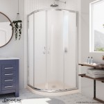 Prime 33 in. x 74 3/4 in. Semi-Frameless Frosted Glass Sliding Shower Enclosure in Chrome with Biscuit Base