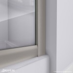 Prime 33 in. x 74 3/4 in. Semi-Frameless Frosted Glass Sliding Shower Enclosure in Brushed Nickel with Biscuit Base Kit