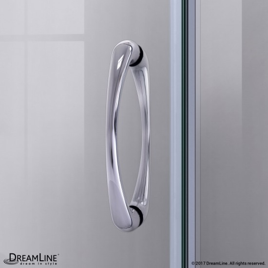 Prime 33 in. x 74 3/4 in. Semi-Frameless Frosted Glass Sliding Shower Enclosure in Chrome with Black Base Kit