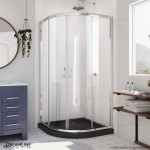 Prime 36 in. x 74 3/4 in. Semi-Frameless Clear Glass Sliding Shower Enclosure in Chrome with Black Base Kit