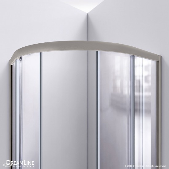 Prime 33 in. x 74 3/4 in. Semi-Frameless Frosted Glass Sliding Shower Enclosure in Brushed Nickel with Black Base Kit