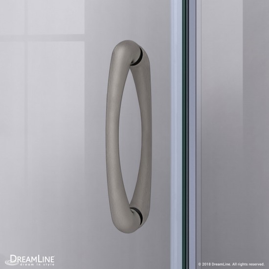 Prime 33 in. x 74 3/4 in. Semi-Frameless Frosted Glass Sliding Shower Enclosure in Brushed Nickel with Black Base Kit