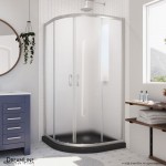 Prime 36 in. x 74 3/4 in. Semi-Frameless Frosted Glass Sliding Shower Enclosure in Brushed Nickel with Black Base Kit