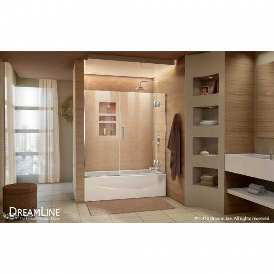 Unidoor-X 58-58 1/2 in. W x 58 in. H Frameless Hinged Tub Door in Chrome