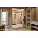 Unidoor-X 58-58 1/2 in. W x 58 in. H Frameless Hinged Tub Door in Satin Black