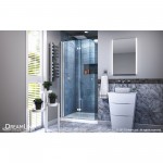 Aqua Fold 32 in. D x 32 in. W x 74 3/4 in. H Frameless Bi-Fold Shower Door in Chrome with White Acrylic Base Kit