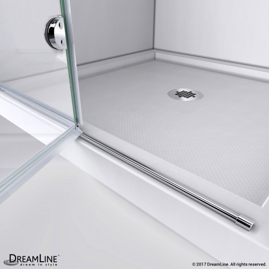 Aqua Fold 32 in. D x 32 in. W x 74 3/4 in. H Frameless Bi-Fold Shower Door in Chrome with White Acrylic Base Kit