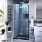 Aqua Fold 36 in. D x 36 in. W x 74 3/4 in. H Frameless Bi-Fold Shower Door in Chrome with Black Acrylic Base Kit