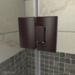 Prism Lux 42 in. x 74 3/4 in. Fully Frameless Neo-Angle Shower Enclosure in Oil Rubbed Bronze with White Base