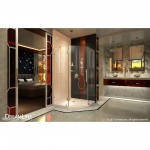 Prism Lux 36 in. x 74 3/4 in. Fully Frameless Neo-Angle Shower Enclosure in Brushed Nickel with Biscuit Base