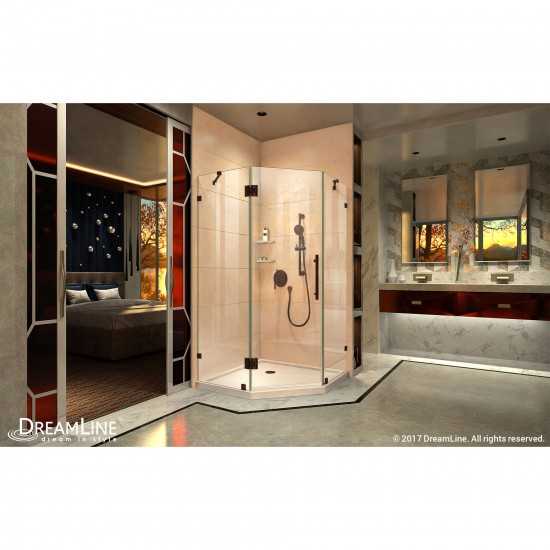 Prism Lux 36 in. x 74 3/4 in. Fully Frameless Neo-Angle Shower Enclosure in Oil Rubbed Bronze with Biscuit Base