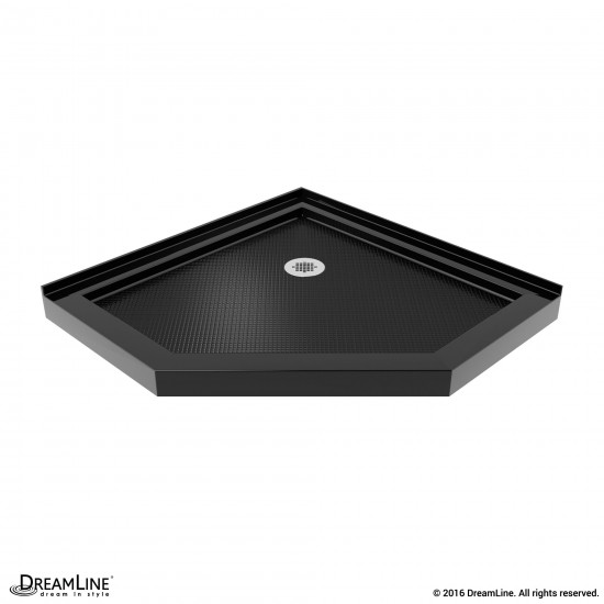 Prism Lux 36 in. x 74 3/4 in. Fully Frameless Neo-Angle Shower Enclosure in Satin Black with Black Base