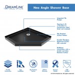 Prism Lux 36 in. x 74 3/4 in. Fully Frameless Neo-Angle Shower Enclosure in Satin Black with Black Base