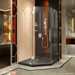 Prism Lux 38 in. x 74 3/4 in. Fully Frameless Neo-Angle Shower Enclosure in Chrome with Black Base