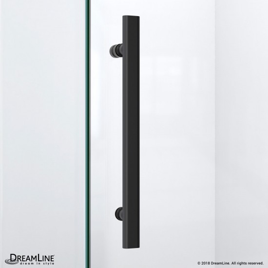 Prism Lux 38 in. x 74 3/4 in. Fully Frameless Neo-Angle Shower Enclosure in Satin Black with Black Base